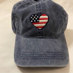 NWT DAVID AND YOUNG Jean American Flag Heart Hat